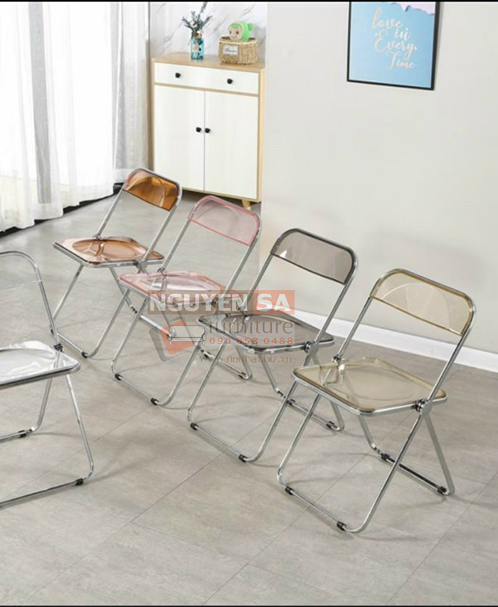 ghế xếp trong suốt cho showroom